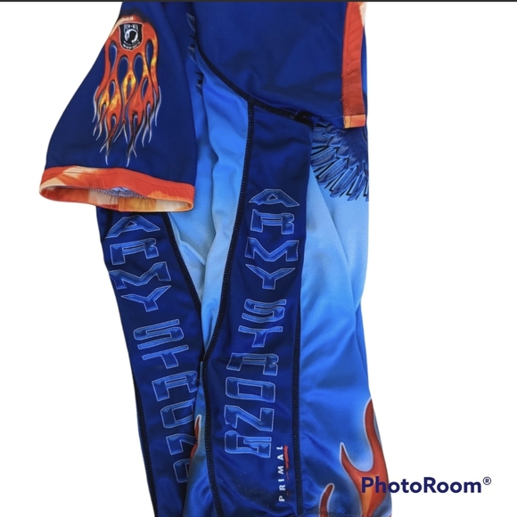 Vintage Primal Wear Cycling Jersey Men's Sz L Blue Army Strong Flames Full Zip - Picture 5 of 13